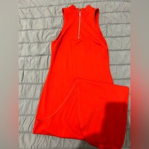 Red midi dress with slit